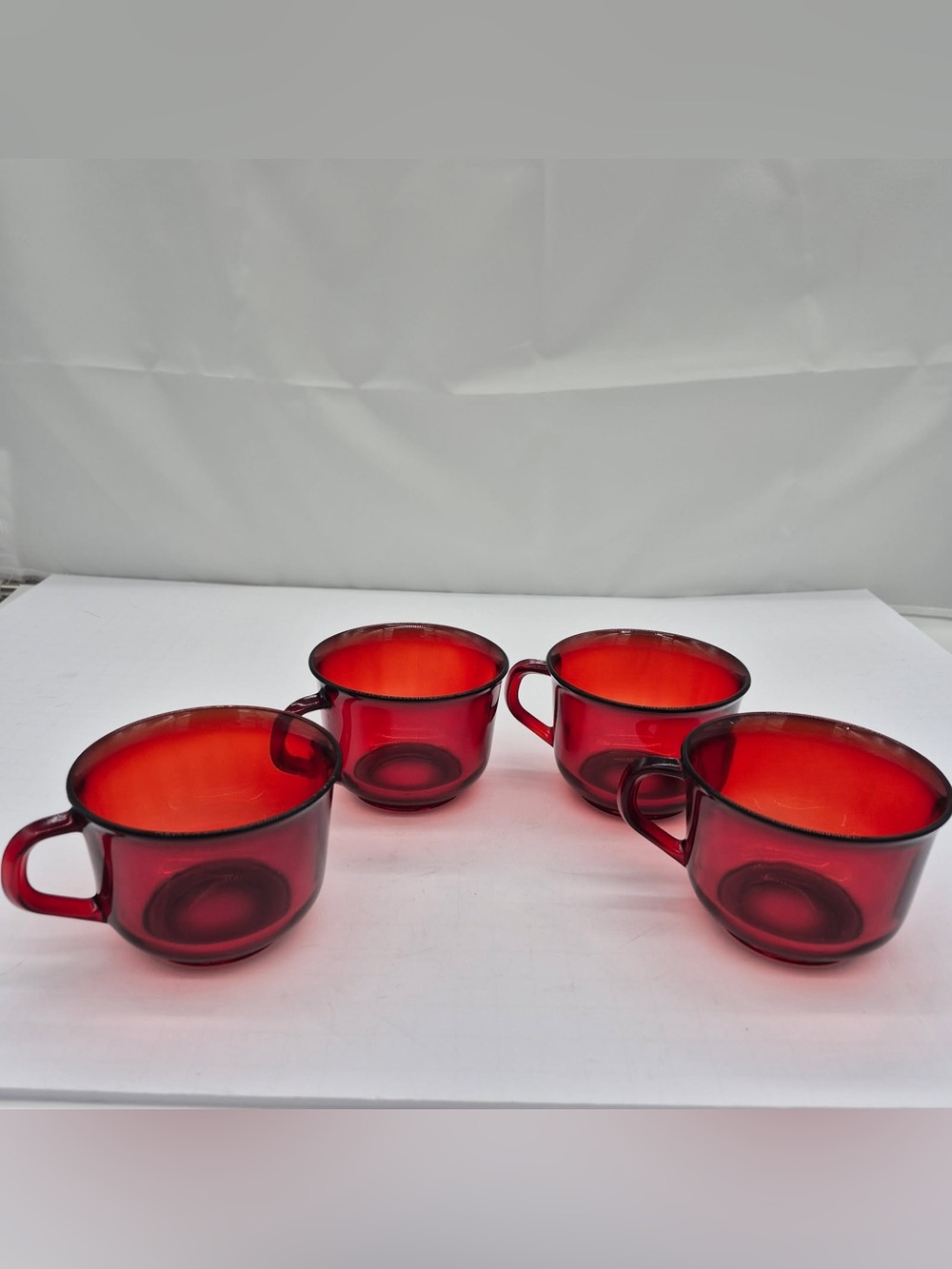 Vintage Arcoroc Red Glass 4 Vampire Gothic Witchy Tea Coffee Cups MCM Punch